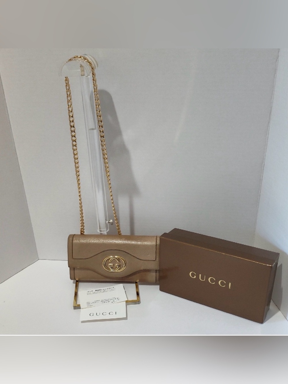 Gucci Beige~Bronze Leather Wallet